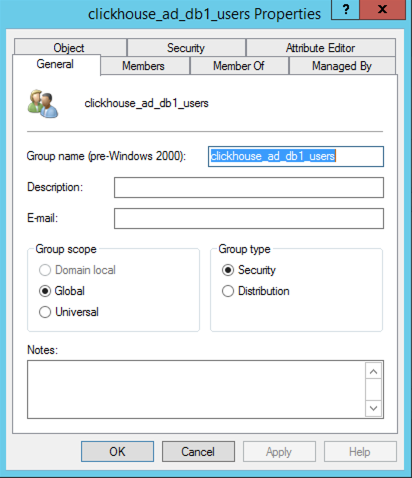 Example AD Security Group Configuration