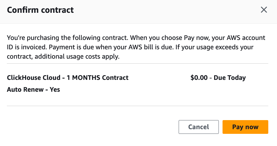 Подтвердите контракт в AWS Marketplace