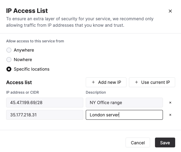 Добавление одного IP в список доступа в ClickHouse Cloud